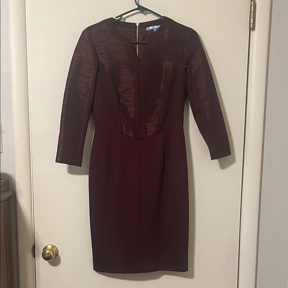 ANTONIO MELANI Deep Burgundy Long Sleeve Dress